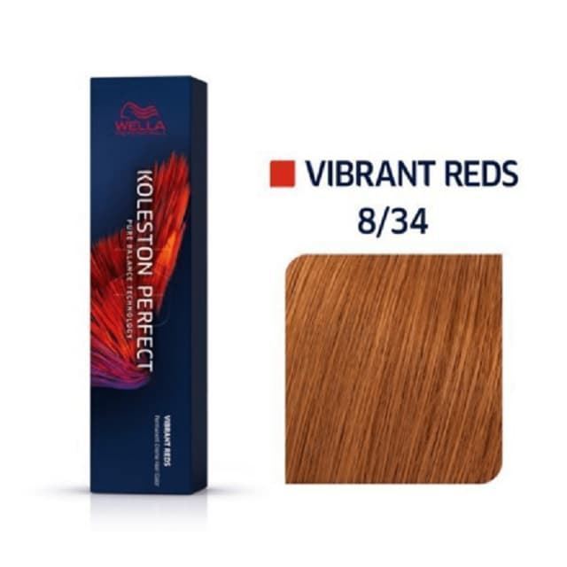 Tinte Rubio Claro Dorado Cobrizo 8.34 Koleston Perfect Vibrant Red Wella - Imagen 1